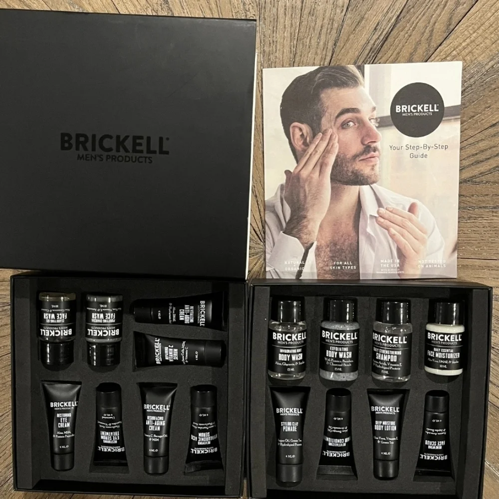 Brickell Men's 16-Piece Skincare Sample Gift Set, NIB